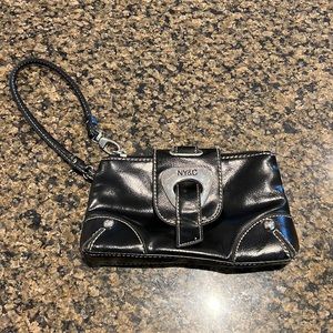 New York and company black wristlet with silver hardware